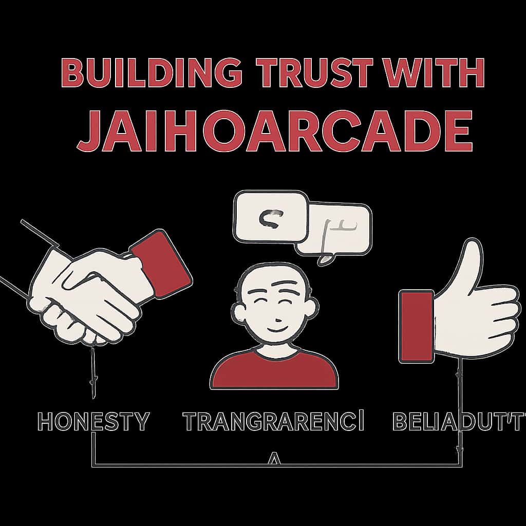 Diagram detailing the trust-building features of JaihoArcade.