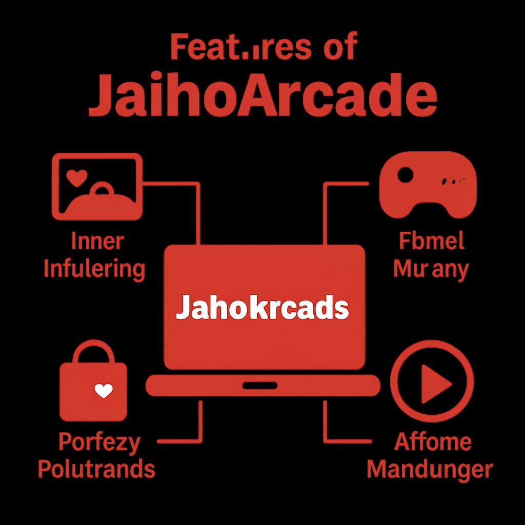 An educational diagram outlining the core features of JaihoArcade.