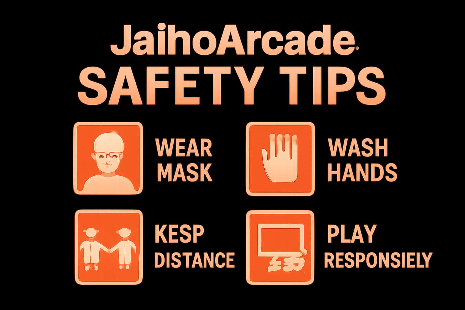 An informative visual representation of JaihoArcade Safety Tips.