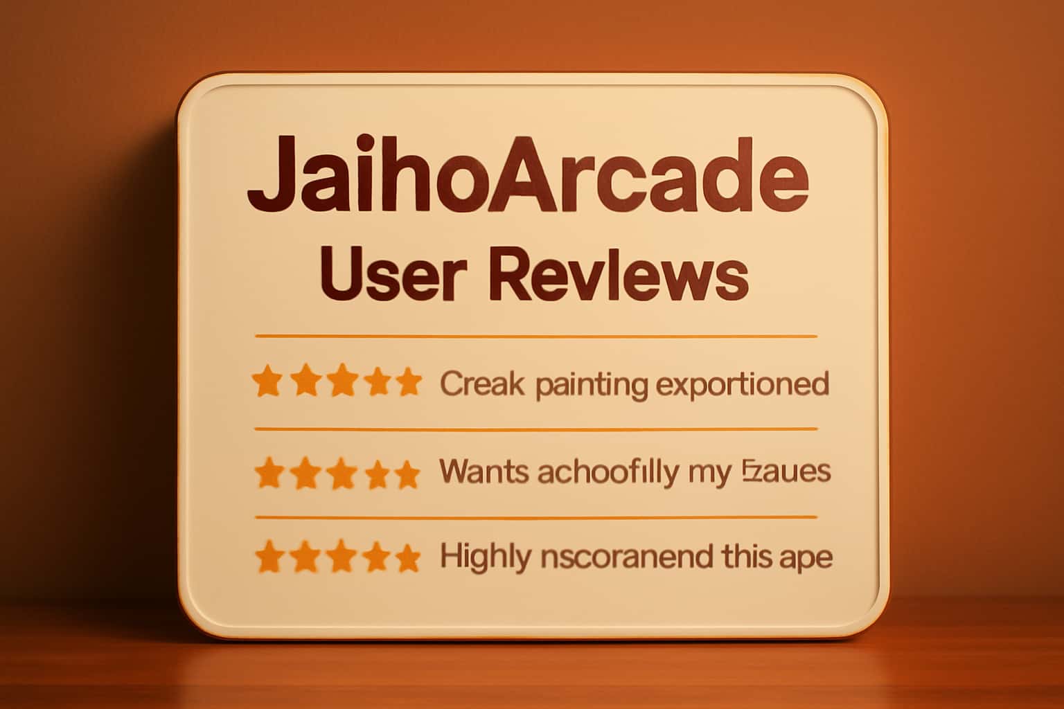 Informational scene depicting JaihoArcade User Reviews with a focus on user feedback.