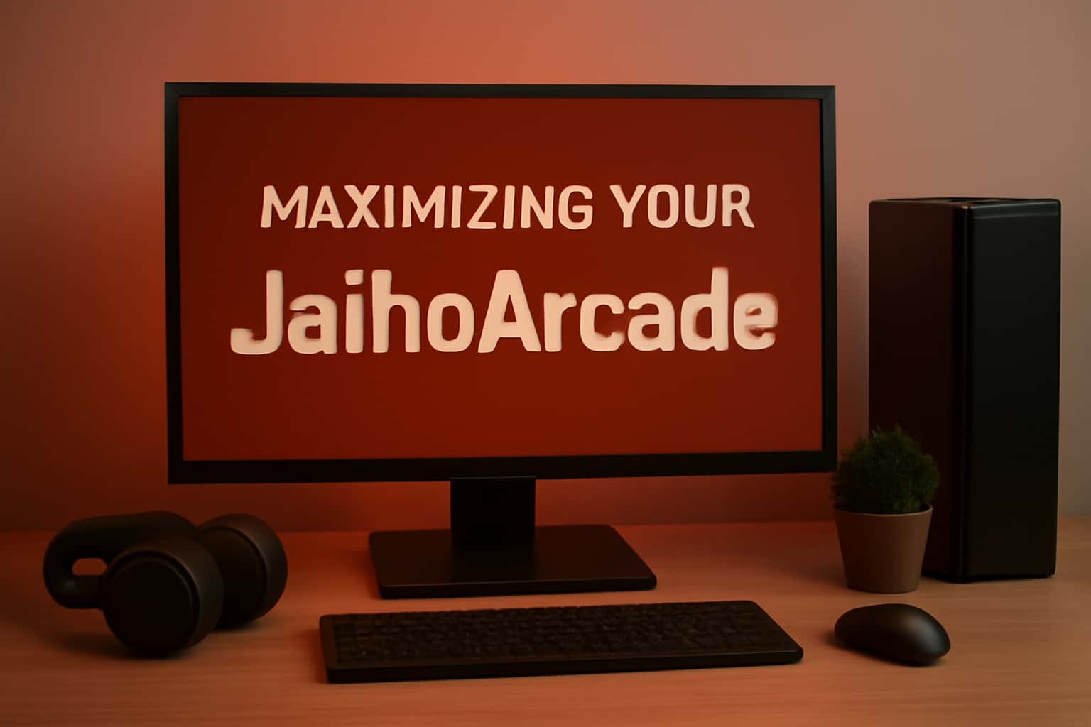 Informational scene about maximizing the JaihoArcade experience with a focus on app features.