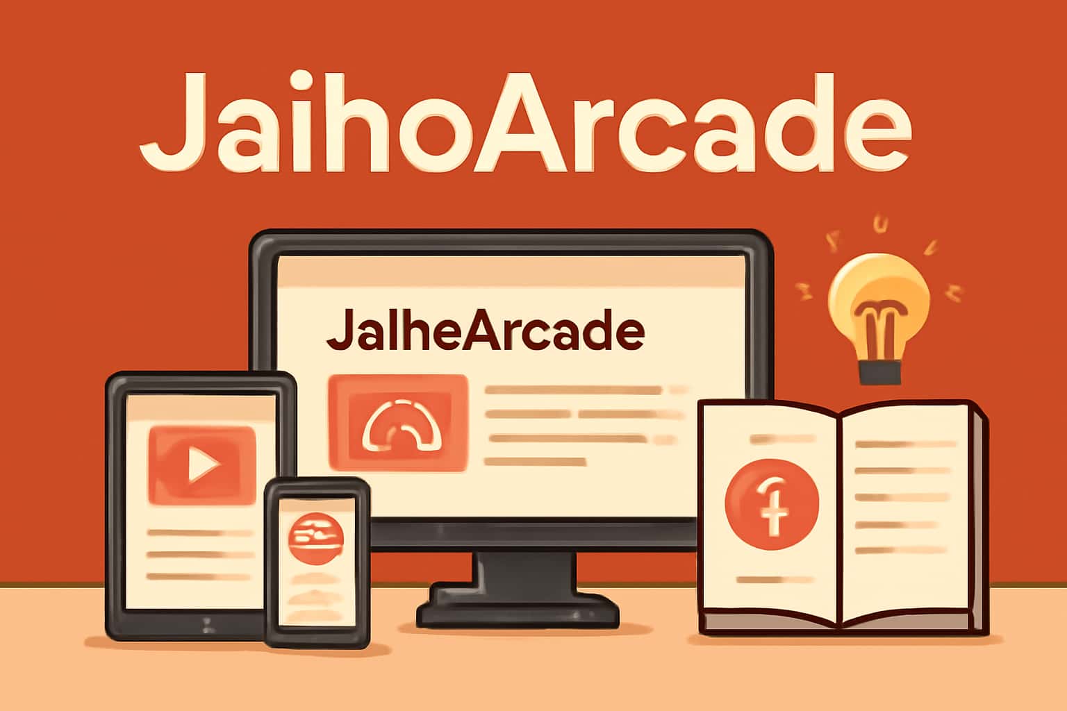 An informative visual representation of JaihoArcade features, highlighting user engagement and technology.