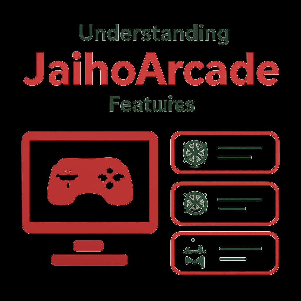 An educational diagram illustrating the core features of JaihoArcade.